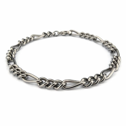 Mens Titanium Bracelet Figaro Style, Pure Titanium 5.8 mm Chain Bracelet for His Sensitive Skin, Robust Chain Titanium Bracelet for Him