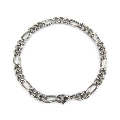 Mens Titanium Bracelet Figaro Style, Pure Titanium 5.8 mm Chain Bracelet for His Sensitive Skin, Robust Chain Titanium Bracelet for Him