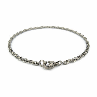 Double Rope Titanium Bracelet, Pure Titanium Chain Bracelet or Anklet for Sensitive Skin, Hypoallergenic Nickel Free Jewellery