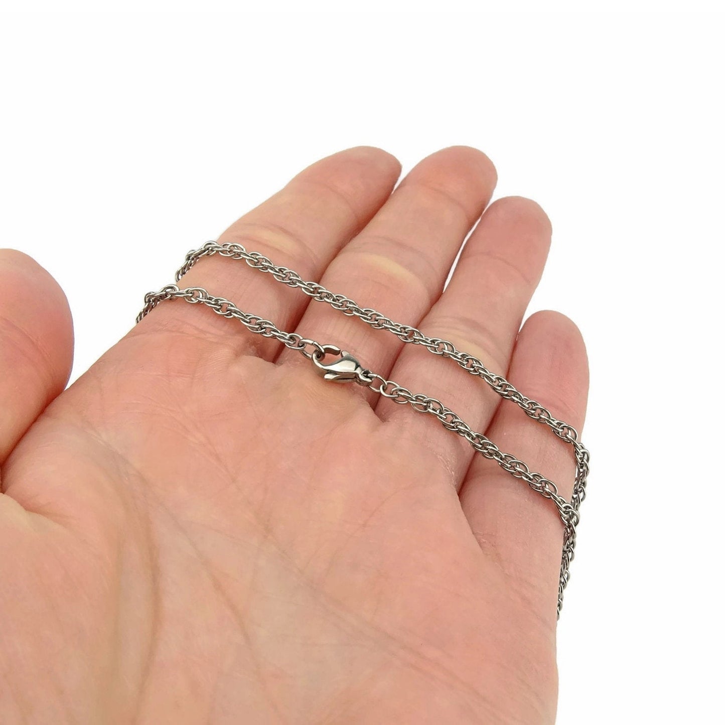 Double Rope Titanium Chain Necklace, Pure Titanium Chain Necklace for Sensitive Skin, Hypoallergenic and Nickel Free Titanium Necklace