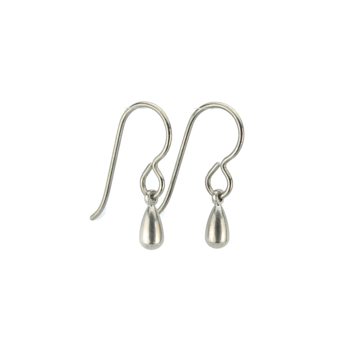 Tiny Teardrop Titanium Earrings, Titanium Raindrop, Dainty Dangle Drop, Niobium Earrings for Sensitive Ears, Hypoallergenic Nickel Free