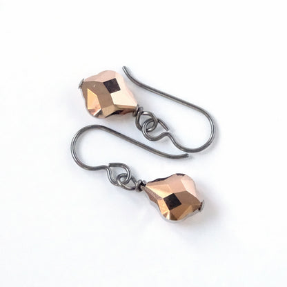 Rose Gold Baroque Crystal Titanium Earrings, Swarovski Crystal, Hypoallergenic Nickel Free Niobium Earrings for Sensitive Ears