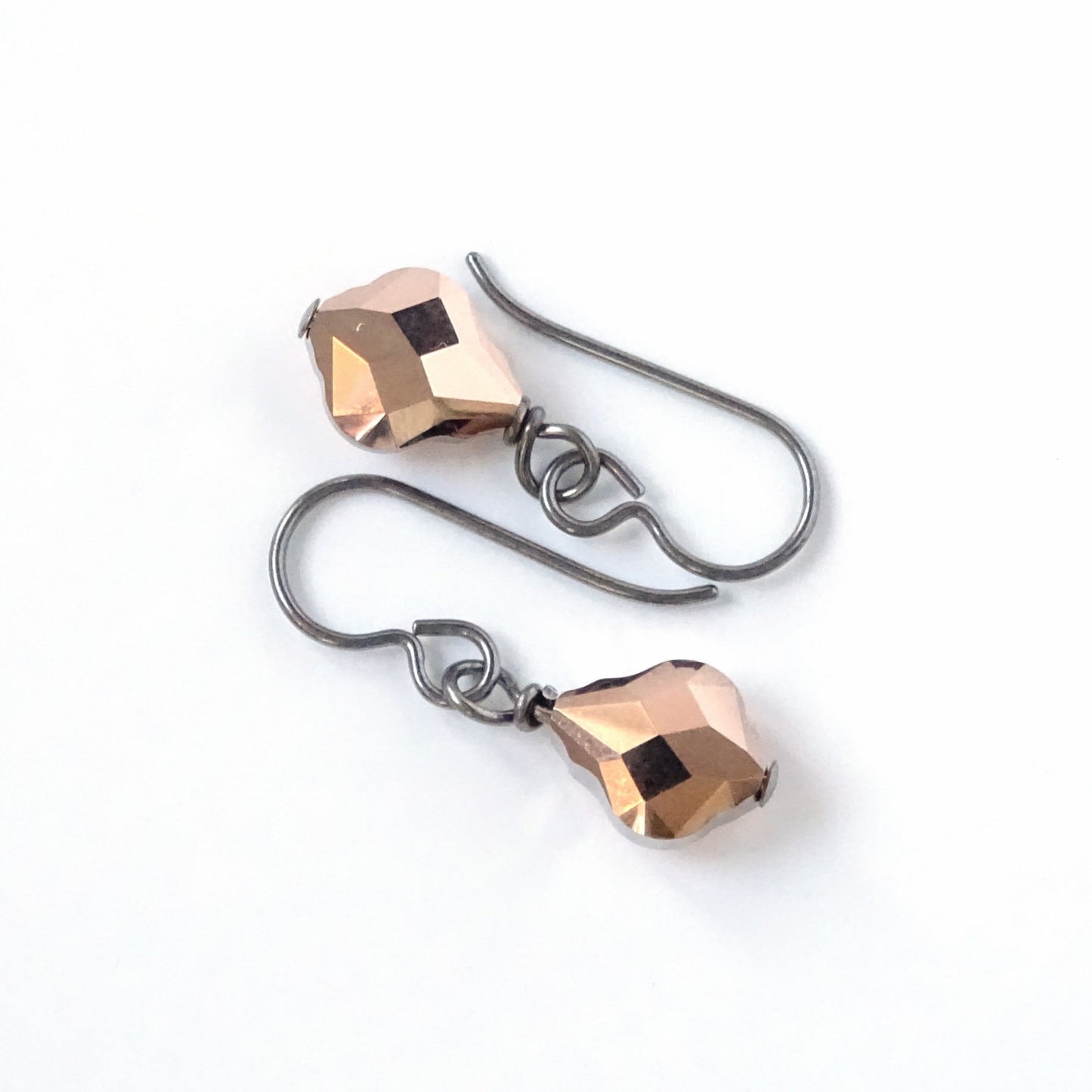 Rose Gold Baroque Crystal Titanium Earrings, Swarovski Crystal, Hypoallergenic Nickel Free Niobium Earrings for Sensitive Ears