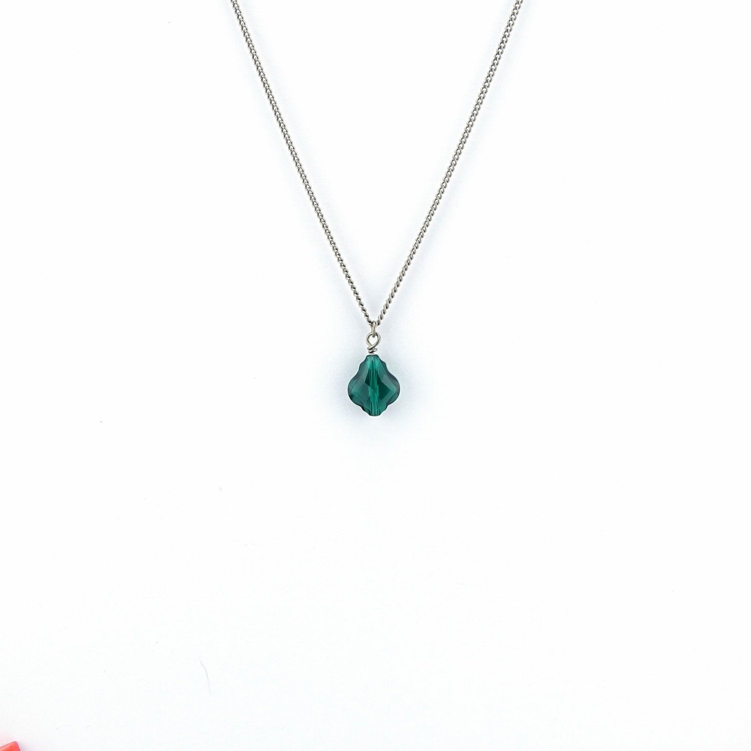 Emerald Green Baroque Crystal Titanium Necklace, Nickel Free Necklace For Sensitive Skin, Swarovski Crystal Pure Titanium Hypoallergenic