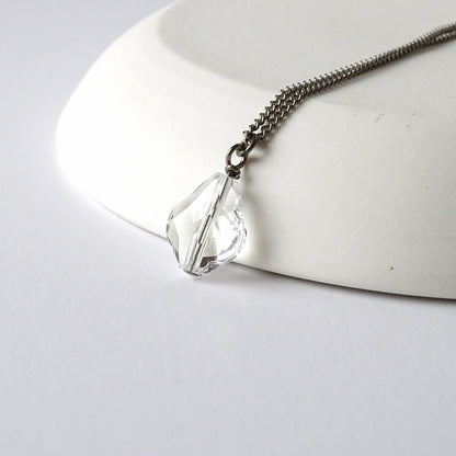 Clear Baroque Crystal Titanium Necklace, Nickel Free Necklace For Sensitive Skin, Swarovski Crystal Pure Titanium Jewelry