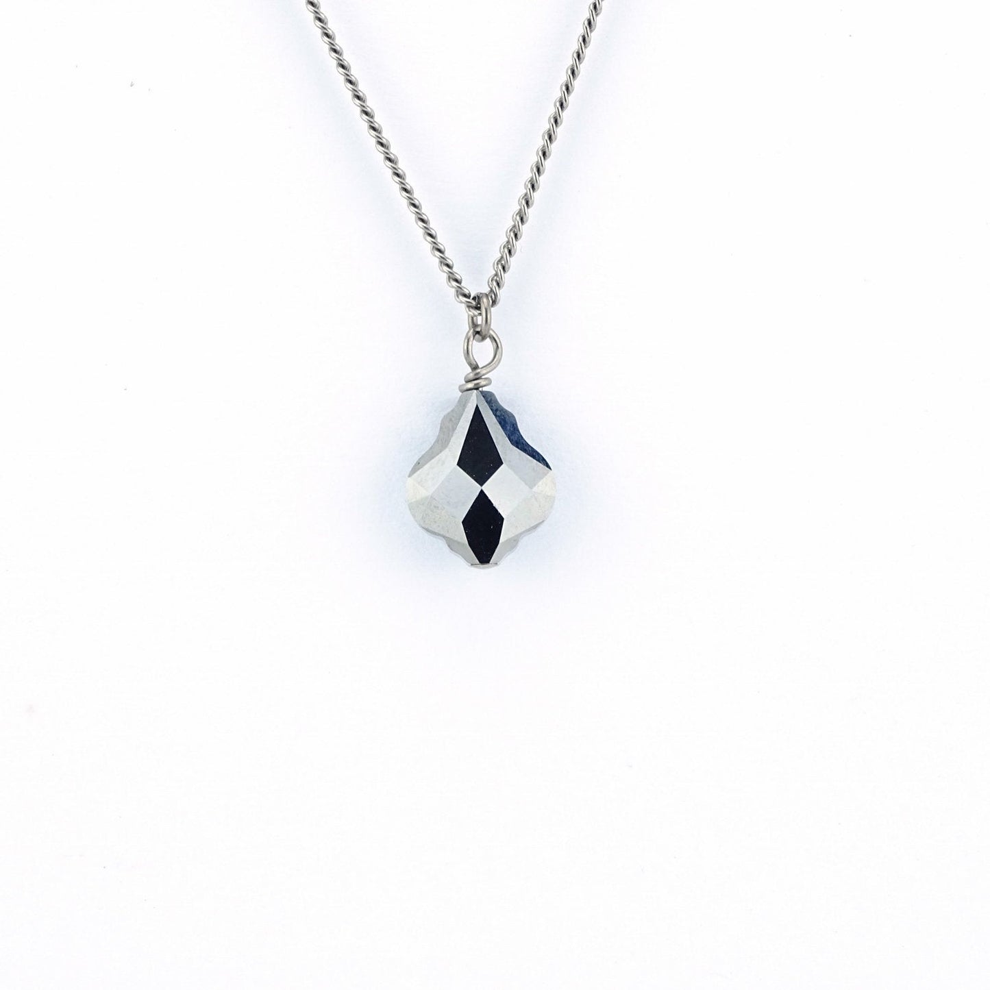 Silver Night Baroque Swarovski Crystal Titanium Necklace, Pure Titanium Chain Necklace For Sensitive Skin Hypoallergenic Nickel Free Niobium