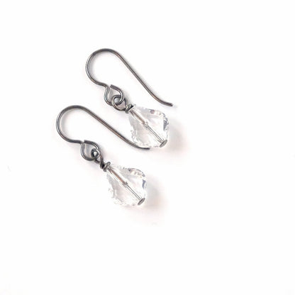 Clear Baroque Crystal Titanium Earrings, Hypoallergenic Nickel Free Niobium Earrings for Sensitive Ears