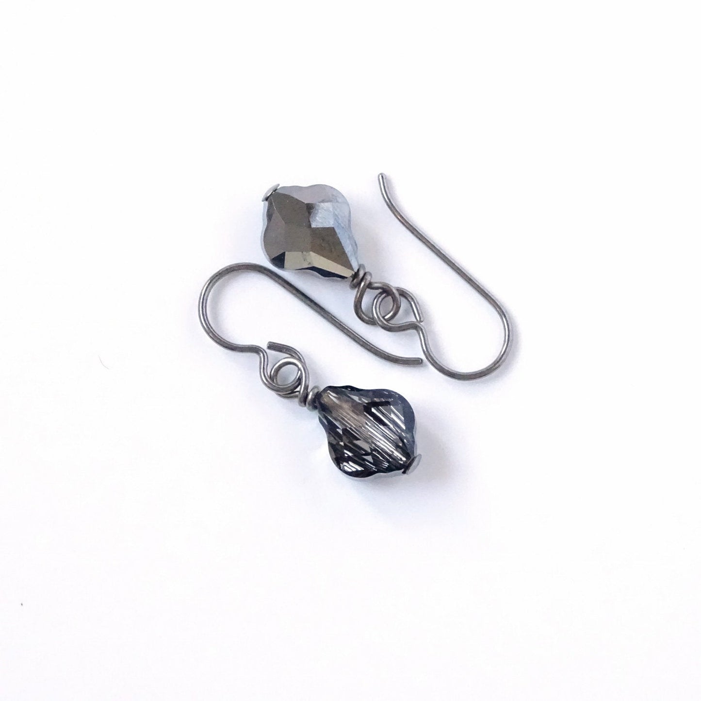 Silver Night Baroque Swarovski Crystal Titanium Earrings, Hypoallergenic Nickel Free Niobium Earrings for Sensitive Ears, Non Allergenic