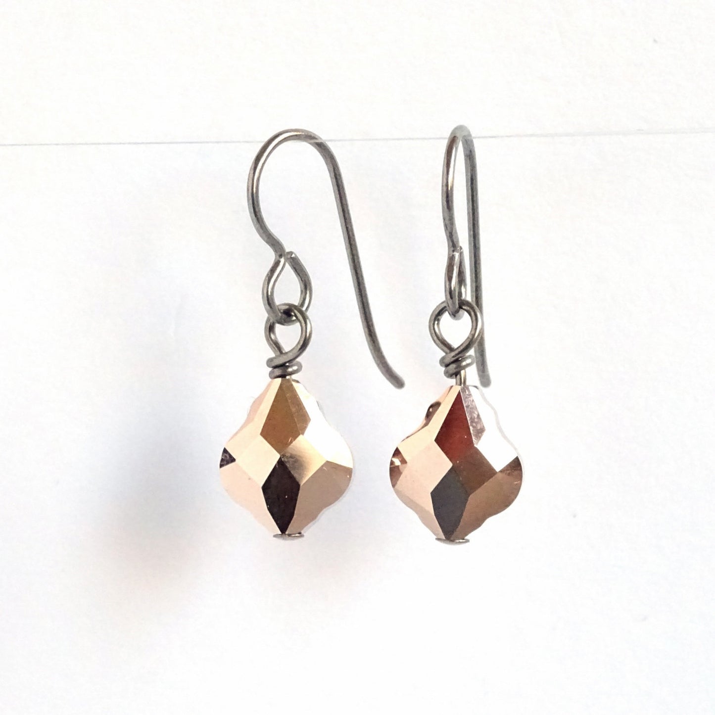 Rose Gold Baroque Crystal Titanium Earrings, Swarovski Crystal, Hypoallergenic Nickel Free Niobium Earrings for Sensitive Ears