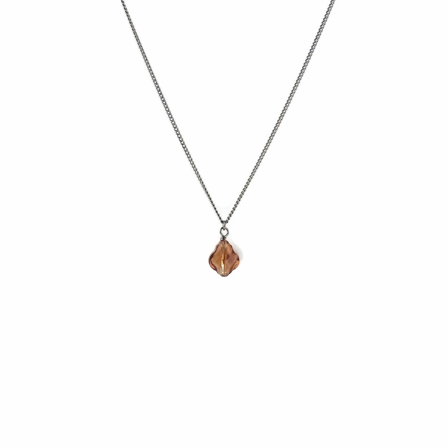Topaz Baroque Crystal Titanium Necklace, Nickel Free Necklace For Sensitive Skin, Light Smoked Topaz Swarovski Crystal Pure Titanium Jewelry
