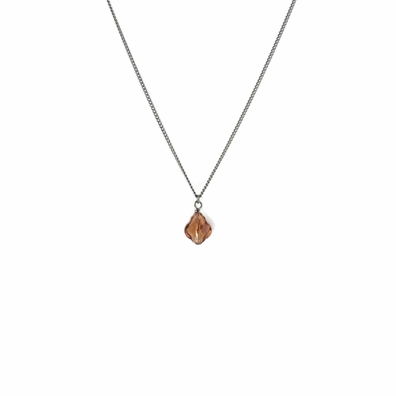 Topaz Baroque Crystal Titanium Necklace, Nickel Free Necklace For Sensitive Skin, Light Smoked Topaz Swarovski Crystal Pure Titanium Jewelry