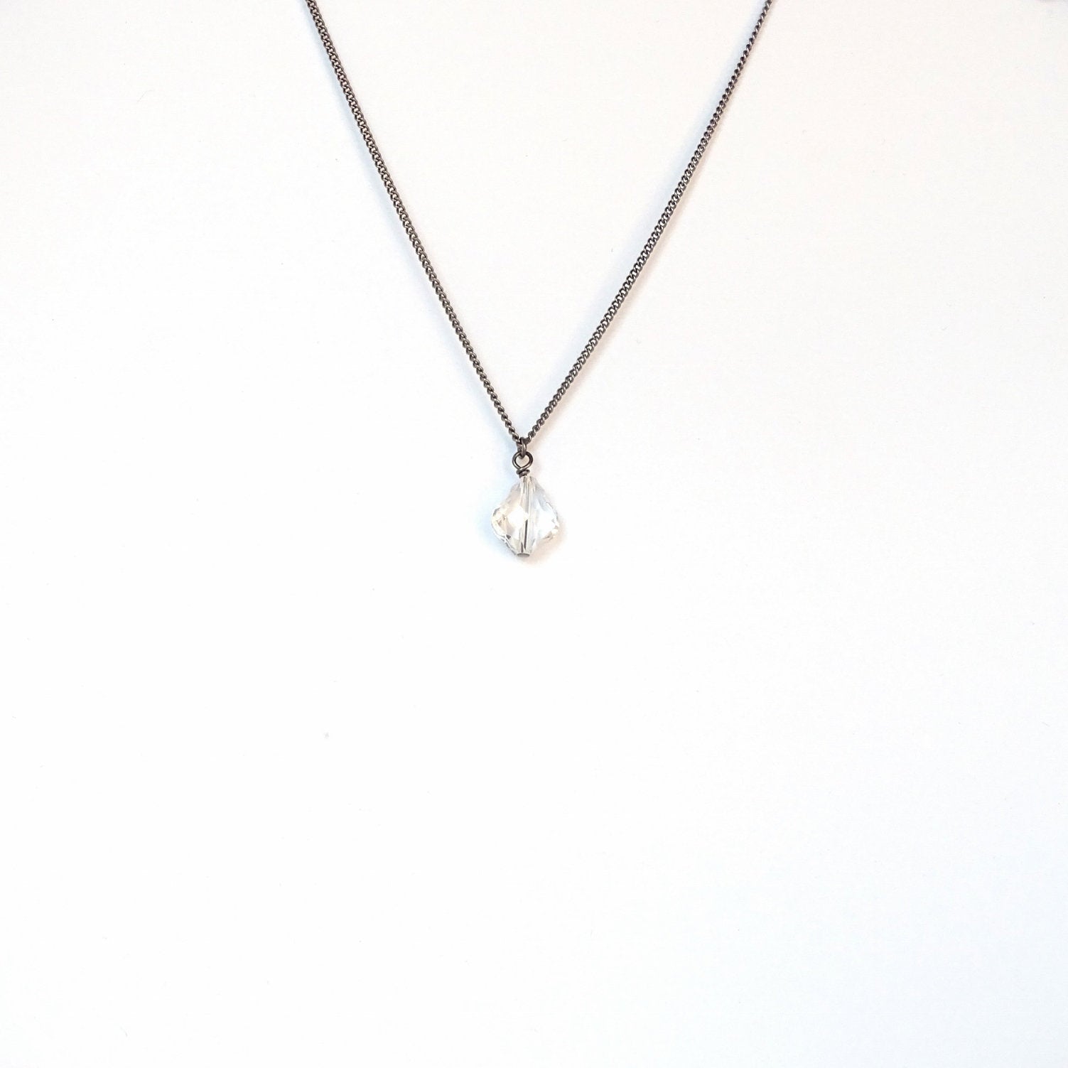 Clear Baroque Crystal Titanium Necklace, Nickel Free Necklace For Sensitive Skin, Swarovski Crystal Pure Titanium Jewelry