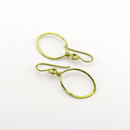 Gold Oval Hoop Niobium Earrings, Hypoallergenic Earrings for Sensitive Ears, Gold Dangle Hoop Nickel Free Earrings, Simple Modern Everyday