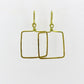 Gold Niobium Square Earrings, Hammered Gold-color Niobium Window Shaped Earrings for Sensitive Ears, Niobium or Titanium Earings