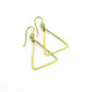 Gold Niobium Triangle Earrings, Geometric Hammered Hypoallergenic Earrings for Sensitive Ears, Yellow Gold color Niobium Nickel Free Earings