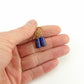 Gold Niobium Lapis Lazuli Barrel Earrings, Nickel Free Dark Royal Blue Gemstone Earrings, Hypoallergenic Gold Color Anodized Earrings