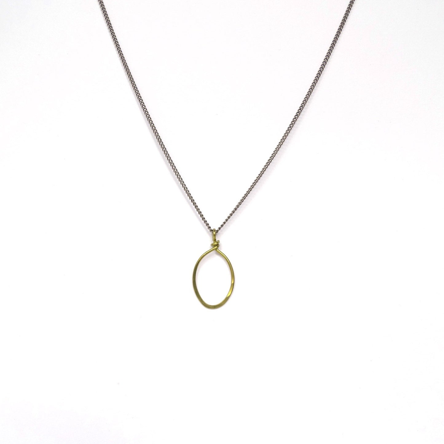 Gold Oval Hoop Titanium Necklace