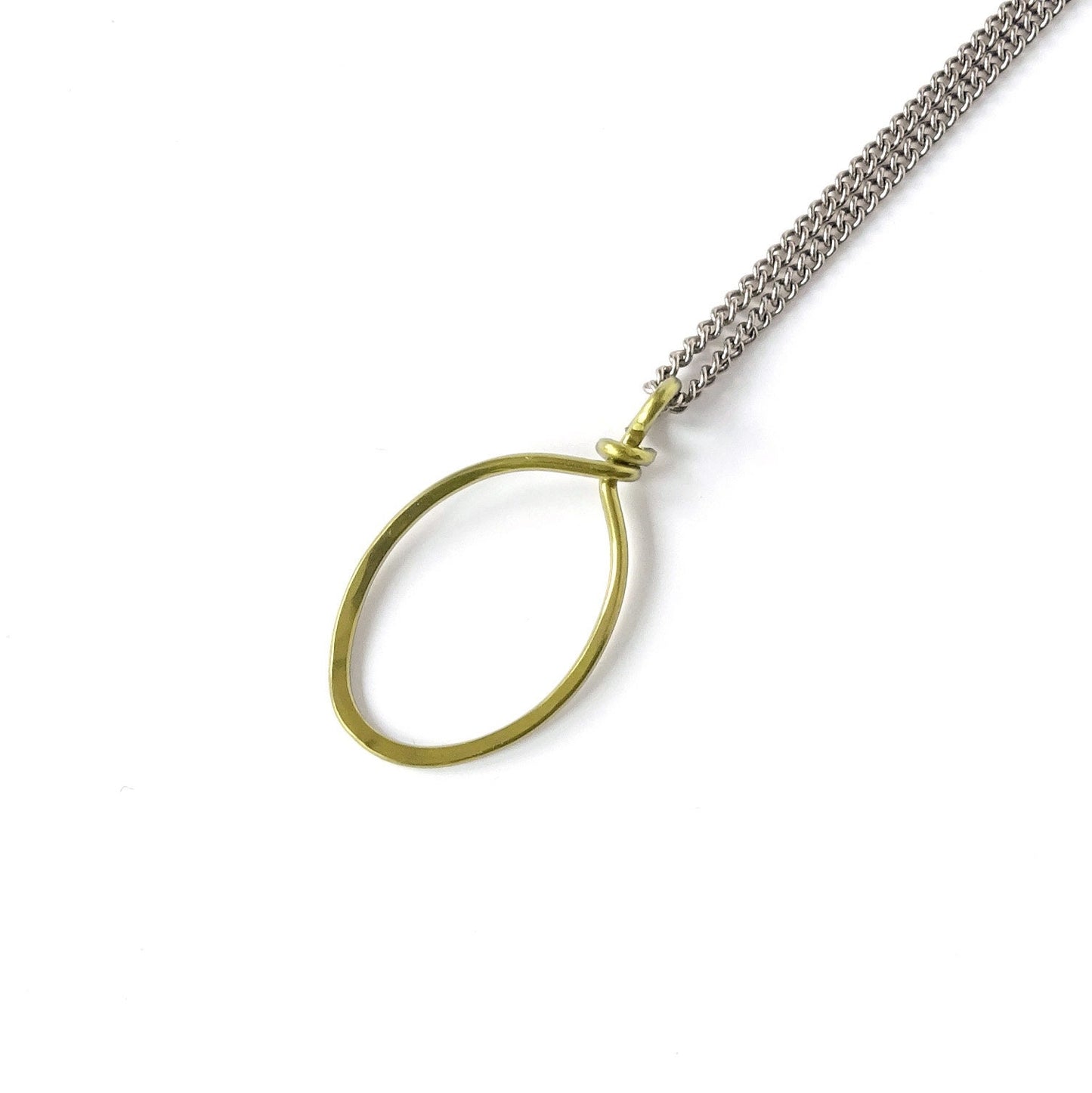 Gold Oval Hoop Titanium Necklace