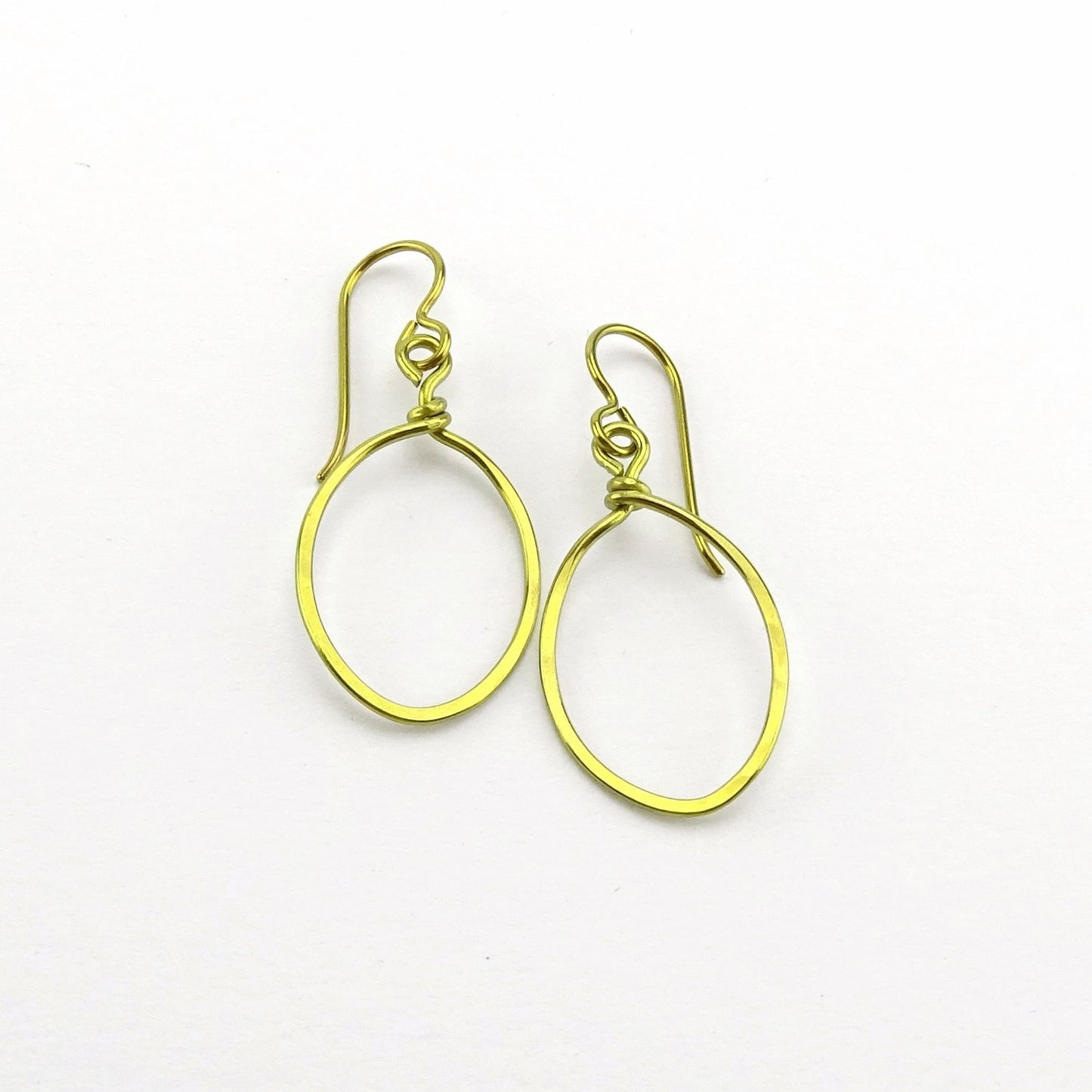 Gold Oval Hoop Niobium Earrings, Hypoallergenic Earrings for Sensitive Ears, Gold Dangle Hoop Nickel Free Earrings, Simple Modern Everyday