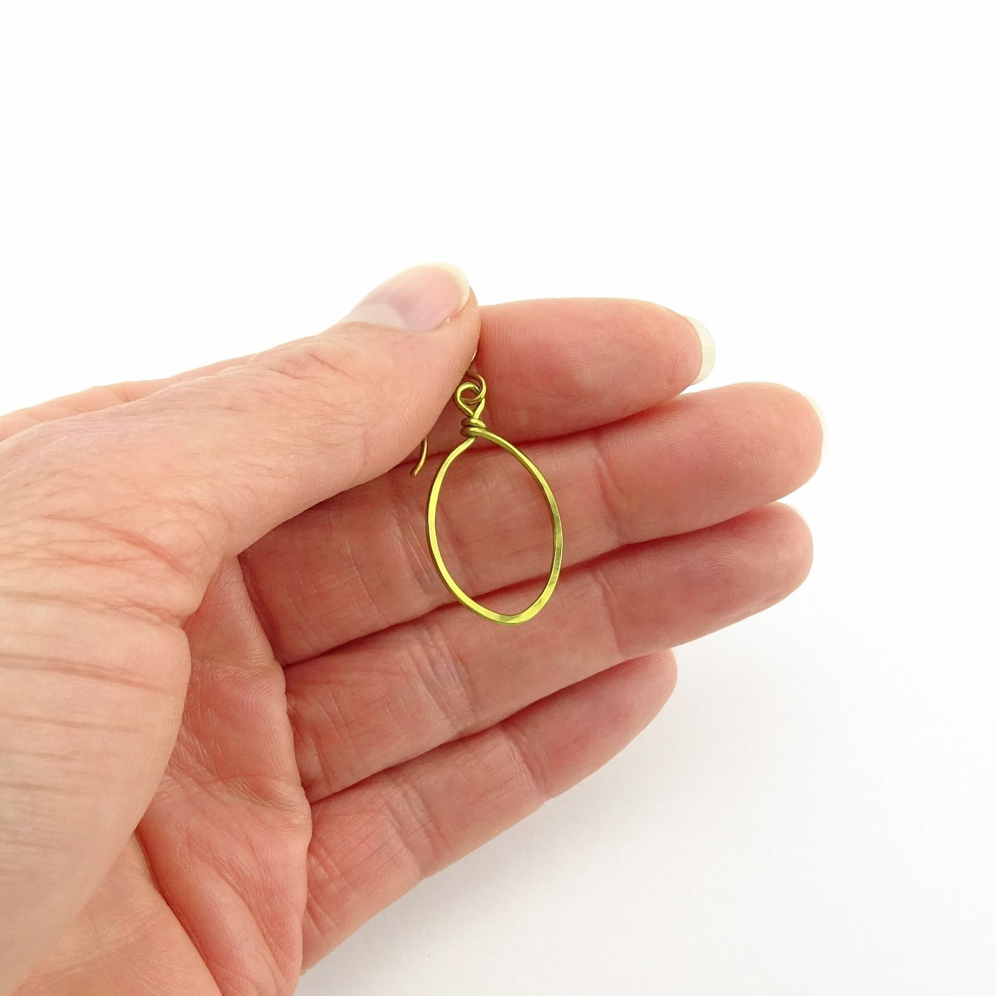 Gold Oval Hoop Niobium Earrings, Hypoallergenic Earrings for Sensitive Ears, Gold Dangle Hoop Nickel Free Earrings, Simple Modern Everyday