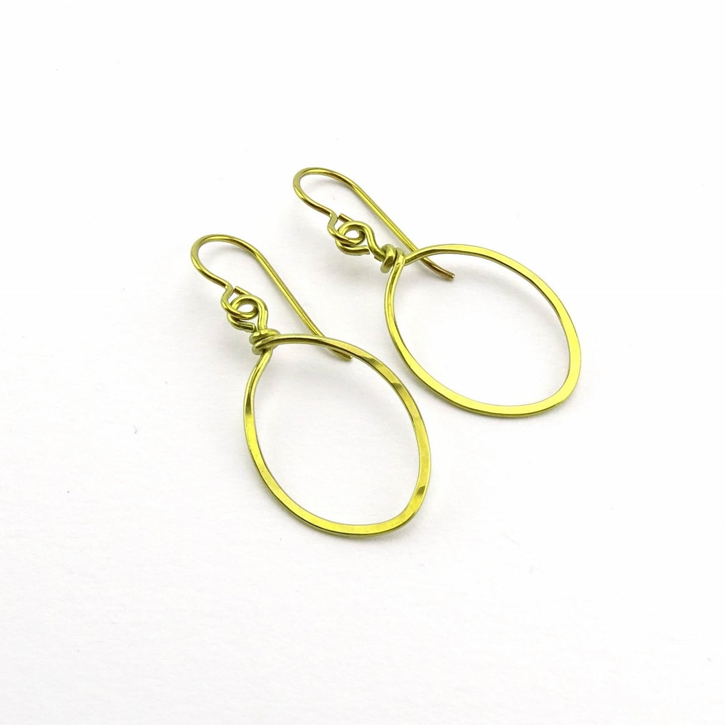 Gold Oval Hoop Niobium Earrings, Hypoallergenic Earrings for Sensitive Ears, Gold Dangle Hoop Nickel Free Earrings, Simple Modern Everyday