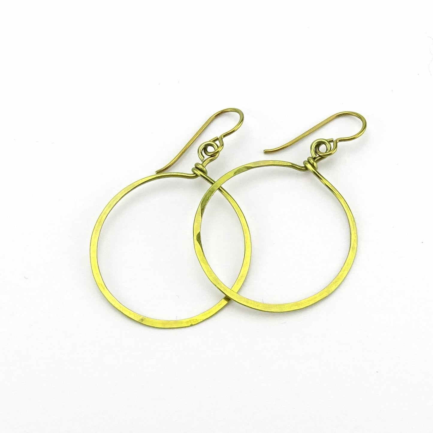 Gold Niobium Dangle Hoop Earrings, Gold-color Hoops, Nickel Free Hypoallergenic Big Circles Niobium Earrings for Sensitive Ears Earring