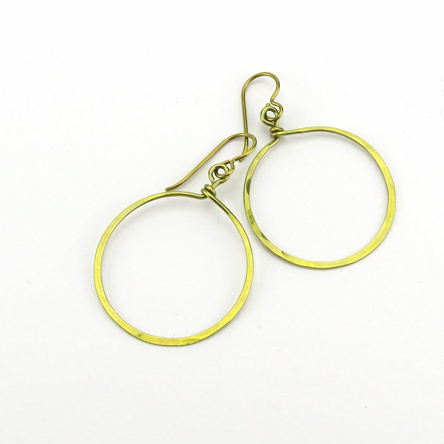 Gold Niobium Dangle Hoop Earrings, Gold-color Hoops, Nickel Free Hypoallergenic Big Circles Niobium Earrings for Sensitive Ears Earring