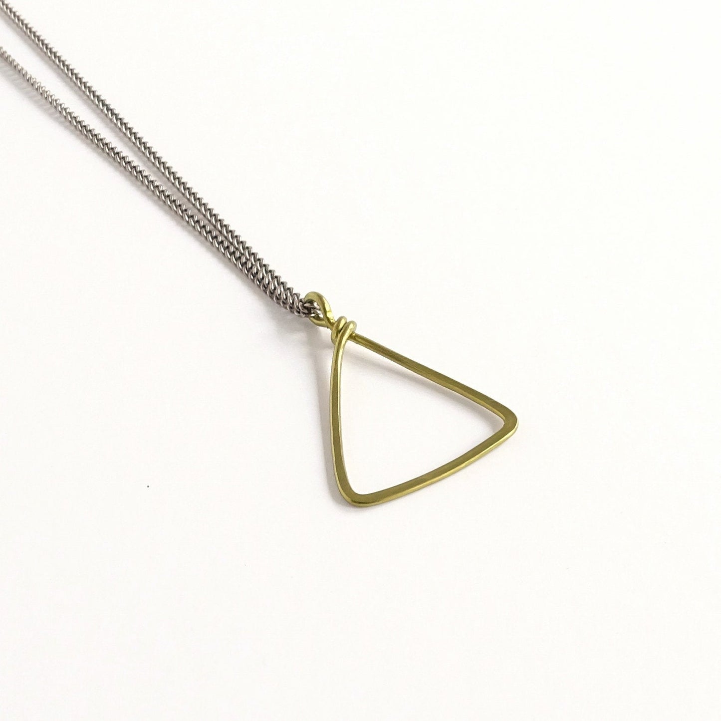 Gold Triangle Titanium Necklace, Everyday Modern Geometric Shaped Necklace, Hypoallergenic Niobium and Titanium Nickel Free Necklace