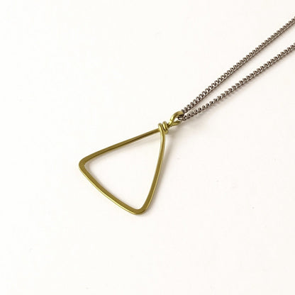 Gold Triangle Titanium Necklace, Everyday Modern Geometric Shaped Necklace, Hypoallergenic Niobium and Titanium Nickel Free Necklace