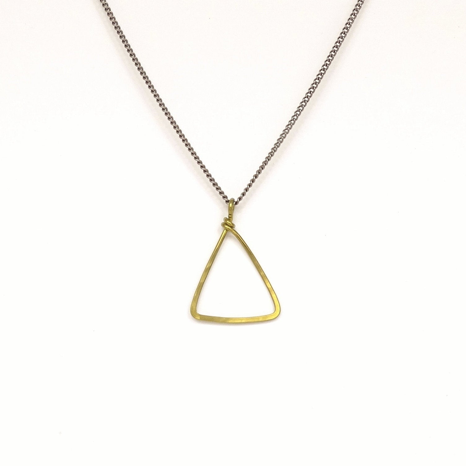 Gold Triangle Titanium Necklace, Everyday Modern Geometric Shaped Necklace, Hypoallergenic Niobium and Titanium Nickel Free Necklace