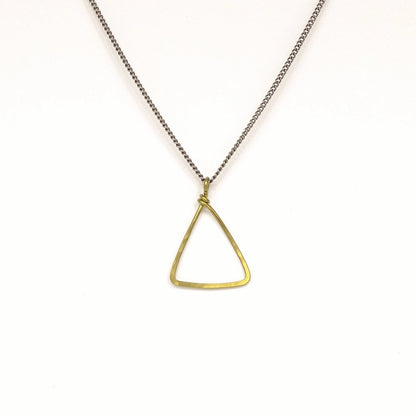 Gold Triangle Titanium Necklace, Everyday Modern Geometric Shaped Necklace, Hypoallergenic Niobium and Titanium Nickel Free Necklace