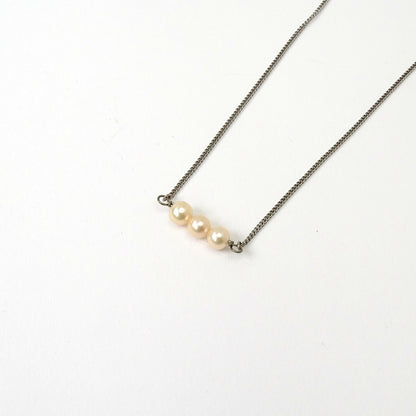 Triple Peach Pearl Titanium Necklace, Champagne Freshwater Pearl Niobium Bridal Necklace, Hypoallergenic Nickel Free Sensitive Skin Jewelry