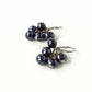 Black Pearl Cluster Niobium Earrings, Hypoallergenic Titanium Earrings For Sensitive Ears, Cascading Blue Purple Pearls Nickel Free Earrings