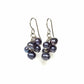 Black Pearl Cluster Niobium Earrings, Hypoallergenic Titanium Earrings For Sensitive Ears, Cascading Blue Purple Pearls Nickel Free Earrings