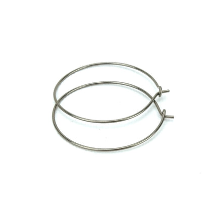 Niobium Hoop Earrings Large Silver Color Niobium Hoops, Nickel Free Earrings, Hypoallergenic Hoops for Sensitive Ears, 1 Inch Hoops