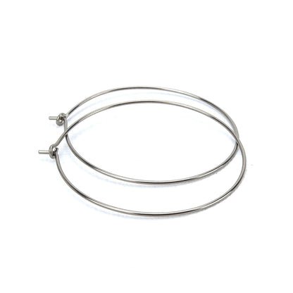 Niobium Hoop Earrings Extra Large, 1.5 Inch Hoops Earring, Hypoallergenic Hoops for Sensitive Ears, Silver Color Nickel Free Jewellery