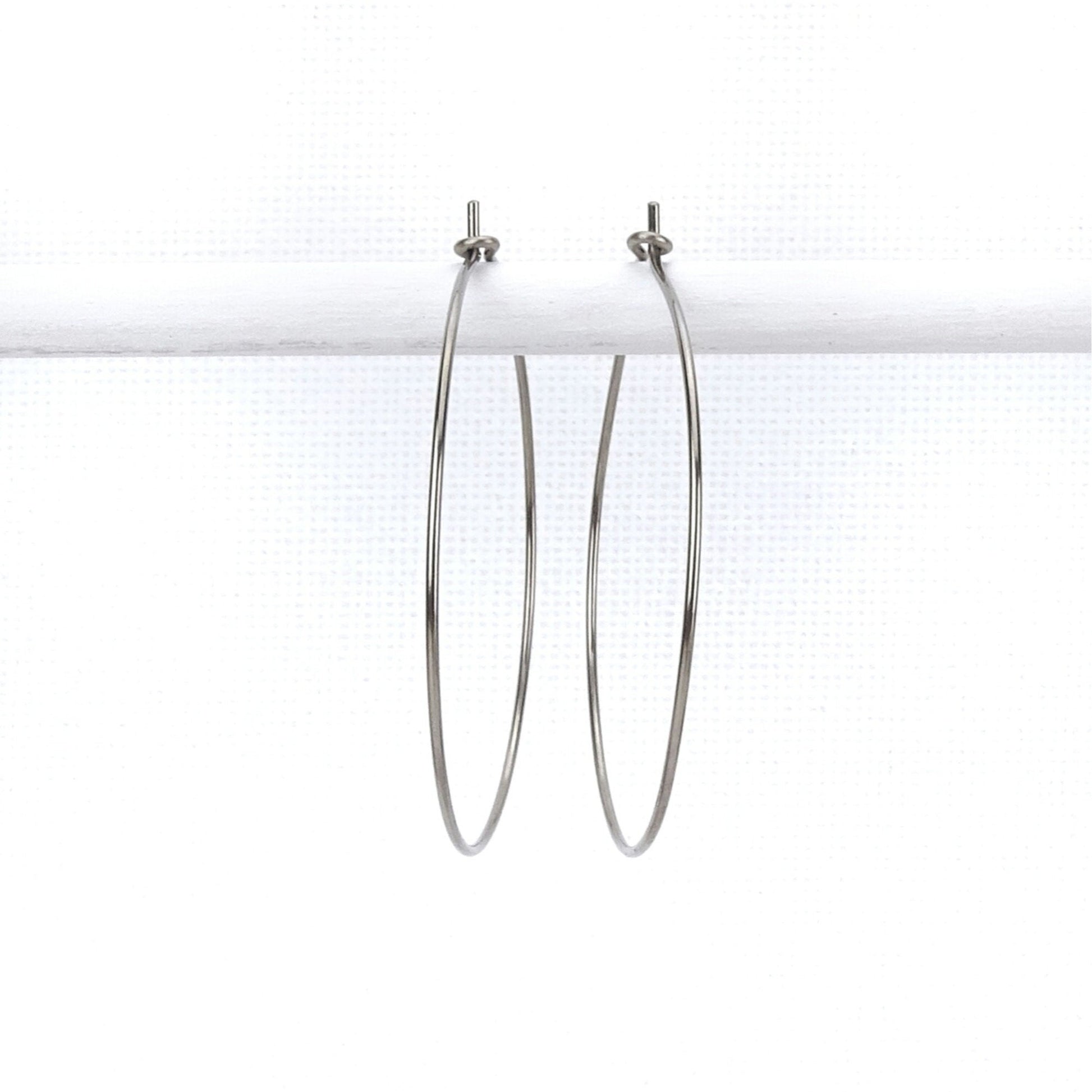 Niobium Hoop Earrings Extra Large, 1.5 Inch Hoops Earring, Hypoallergenic Hoops for Sensitive Ears, Silver Color Nickel Free Jewellery
