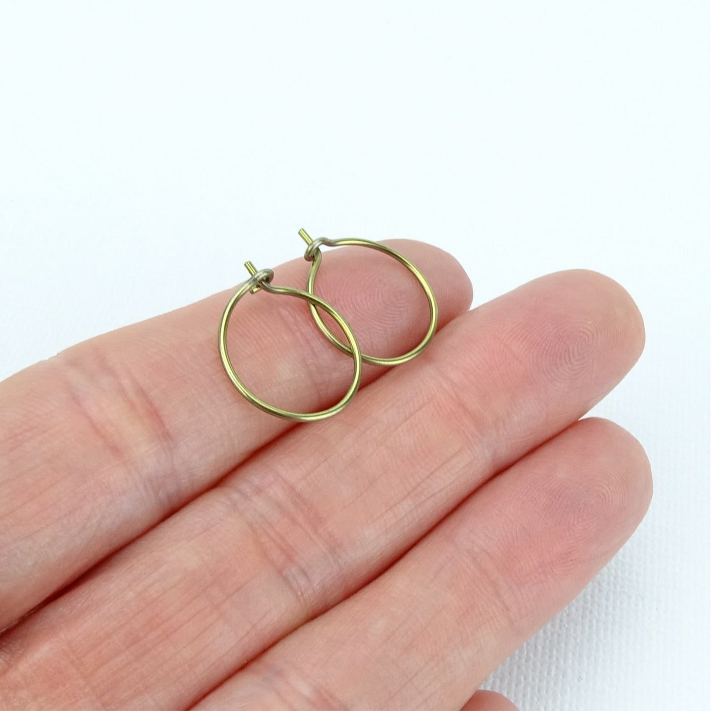 Small Gold Niobium Hoops for Sensitive Ears, Hypoallergenic Nickel Free Hoop Earrings, Yellow Gold Anodized