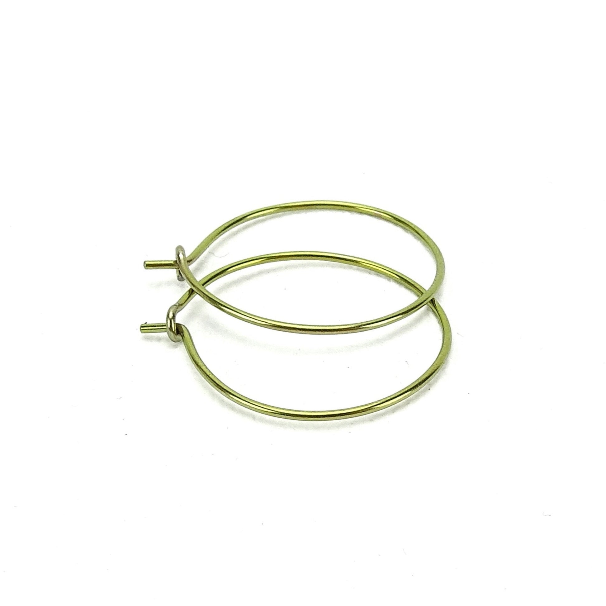 Niobium Medium Gold Hoop Earrings, Yellow Gold Color Niobium Hoops for Sensitive Ears, Nickel Free Hypoallergenic Jewelry