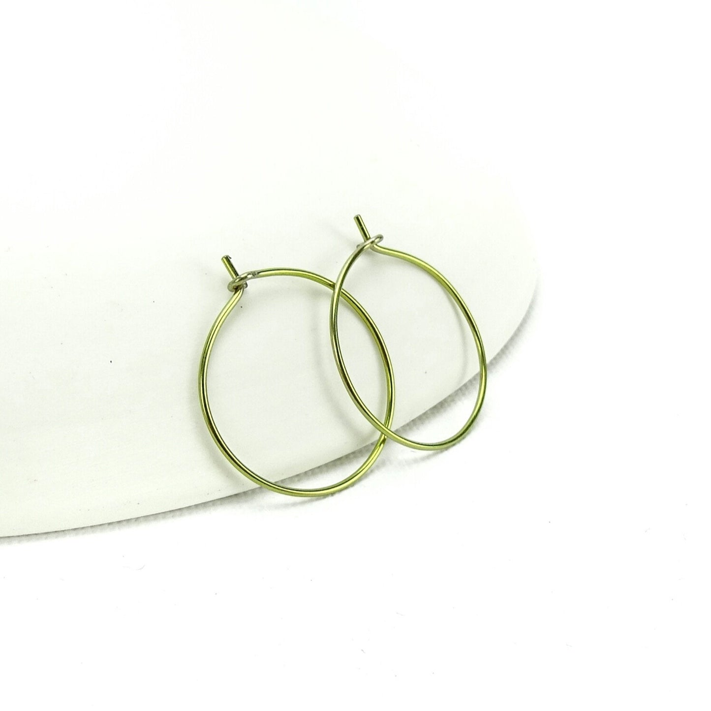 Niobium Medium Gold Hoop Earrings, Yellow Gold Color Niobium Hoops for Sensitive Ears, Nickel Free Hypoallergenic Jewelry