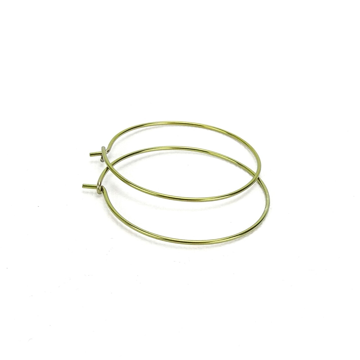 Niobium Hoop Earrings Gold Large, Yellow Gold Color Niobium Hoops for Sensitive Ears, Nickel Free Hypoallergenic Jewelry, Niobium Earrings