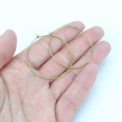 Niobium Hoop Earrings Gold Extra Large Niobium Hoops, No Nickel Hypoallergenic Hoops For Sensitive Ears, Nickel Free 1.5 Inch Hoop Earrings