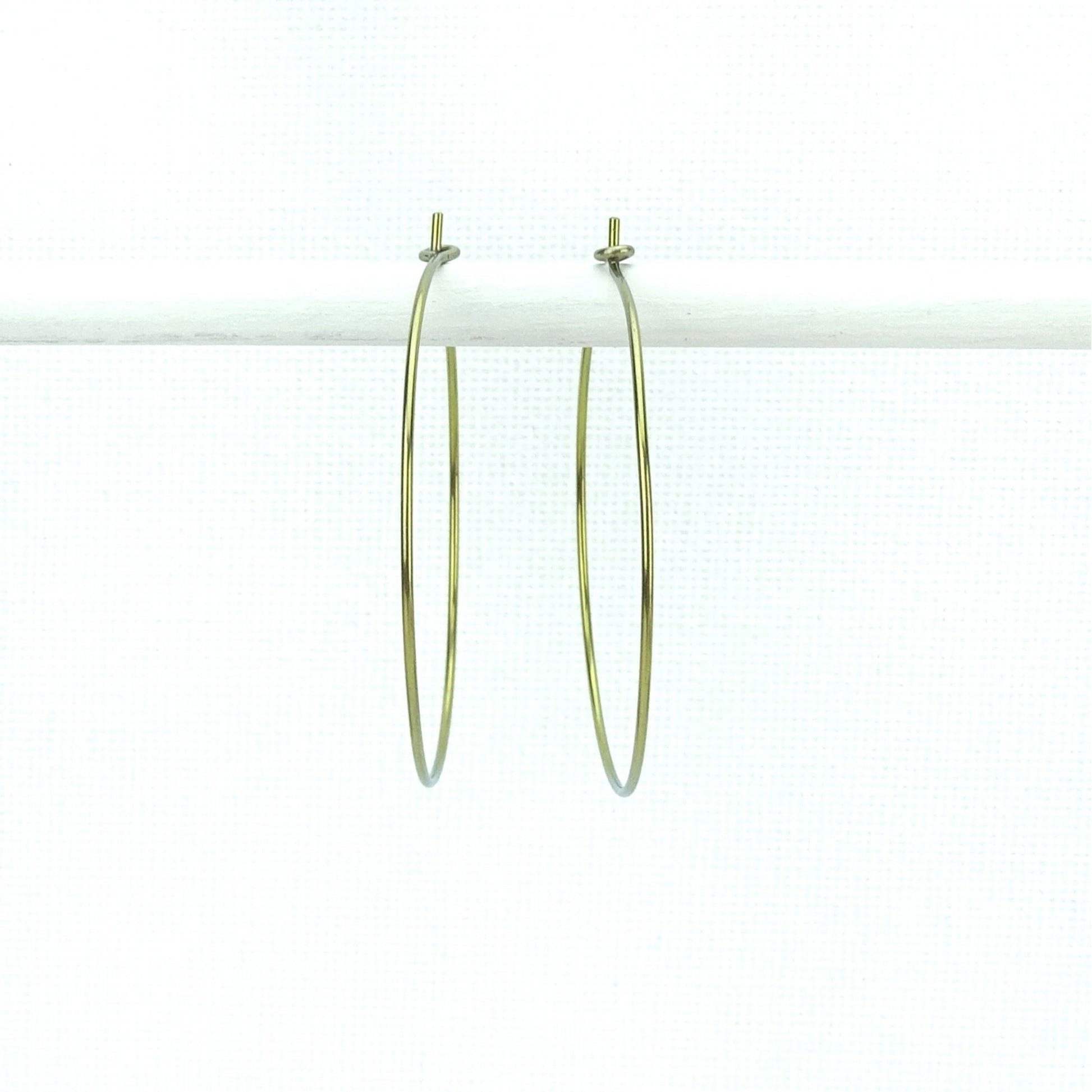 Niobium Hoop Earrings Gold Extra Large Niobium Hoops, No Nickel Hypoallergenic Hoops For Sensitive Ears, Nickel Free 1.5 Inch Hoop Earrings