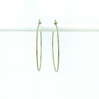 Niobium Hoop Earrings Gold Extra Large Niobium Hoops, No Nickel Hypoallergenic Hoops For Sensitive Ears, Nickel Free 1.5 Inch Hoop Earrings