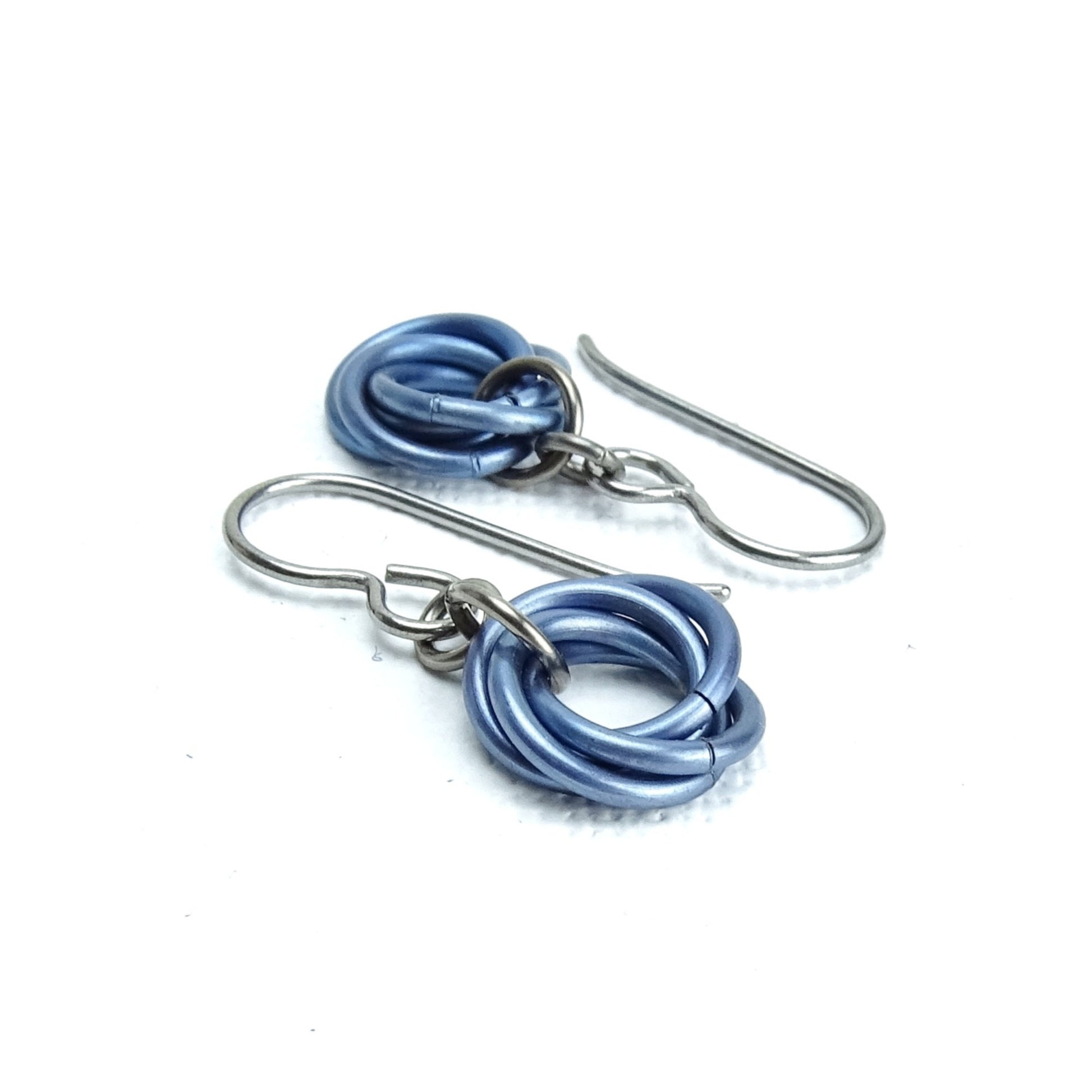 Niobium Earrings Slate Blue, Hypoallergenic Sensitive Ears Earrings for Sensitive Ears Eternity Love Titanium Jewelry, Nickel Free Earrings