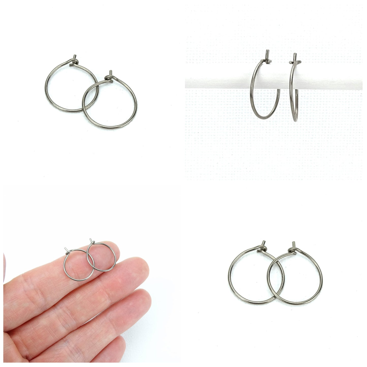 Small Niobium Hoop Earrings, Nickel Free Silver Color Hoops, Hypoallergenic Earrings for Sensitive Ears