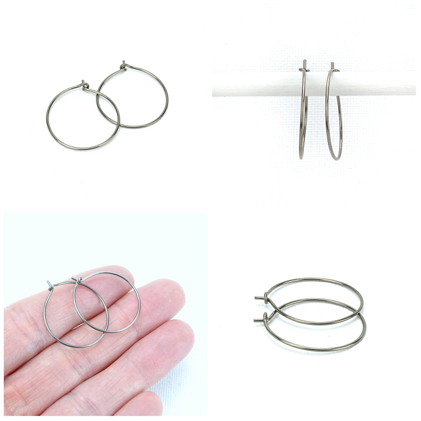 Niobium Hoop Earrings Medium, Nickel Free Hypoallergenic Hoops for Sensitive Ears, Niobium Jewelry