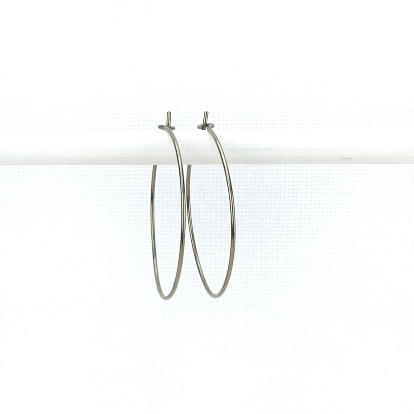 Niobium Hoop Earrings Large Silver Color Niobium Hoops, Nickel Free Earrings, Hypoallergenic Hoops for Sensitive Ears, 1 Inch Hoops