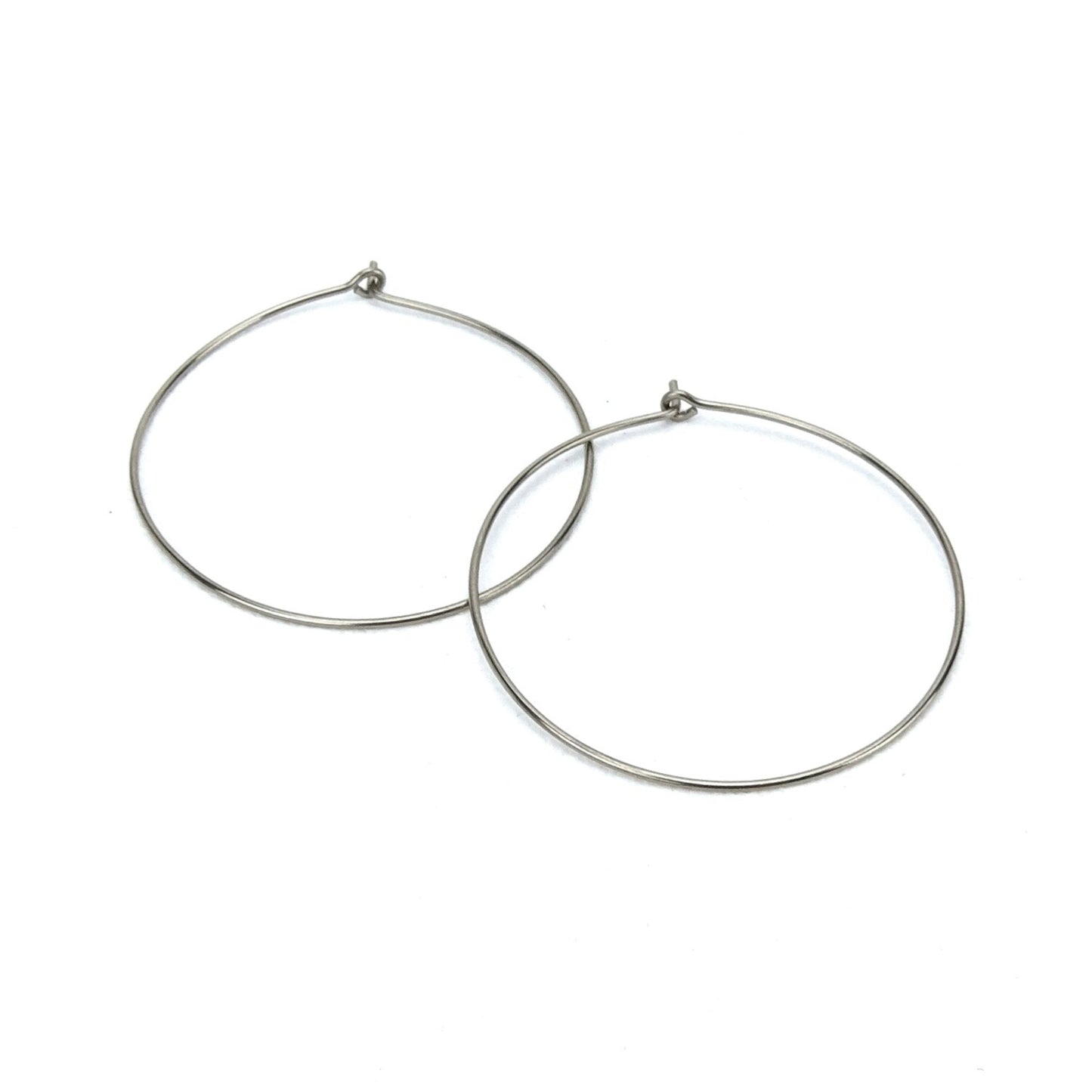 Niobium Hoop Earrings Extra Large, 1.5 Inch Hoops Earring, Hypoallergenic Hoops for Sensitive Ears, Silver Color Nickel Free Jewellery