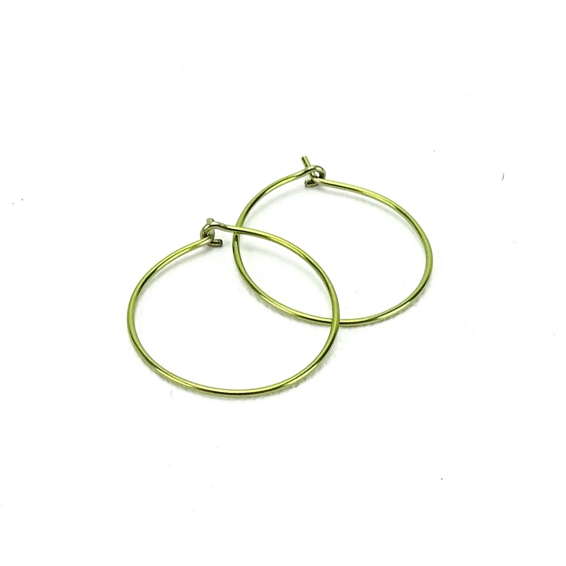 Niobium Medium Gold Hoop Earrings, Yellow Gold Color Niobium Hoops for Sensitive Ears, Nickel Free Hypoallergenic Jewelry